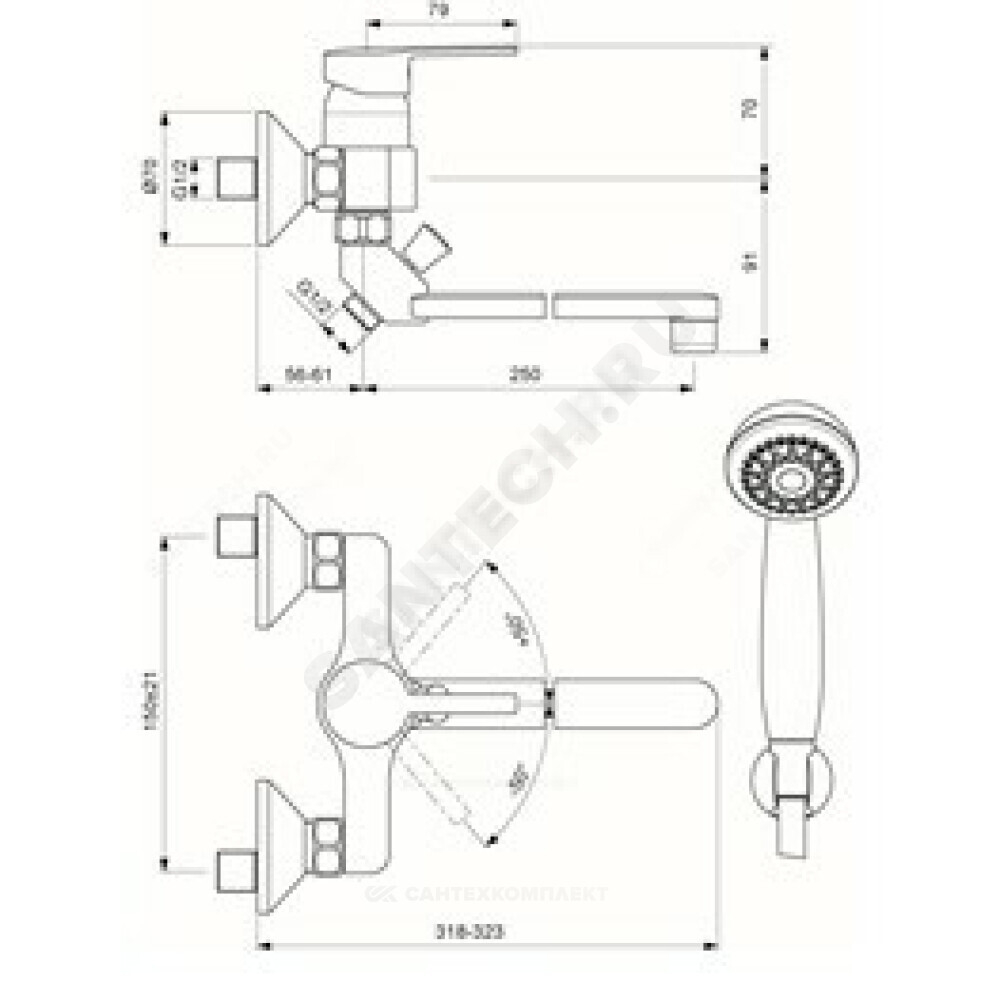 Смеситель для ванны с душем одноручный LOGIK Vidima BA280AA