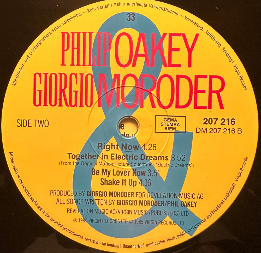 Philip Oakey & Giorgio Moroder (Европа 1985г.)