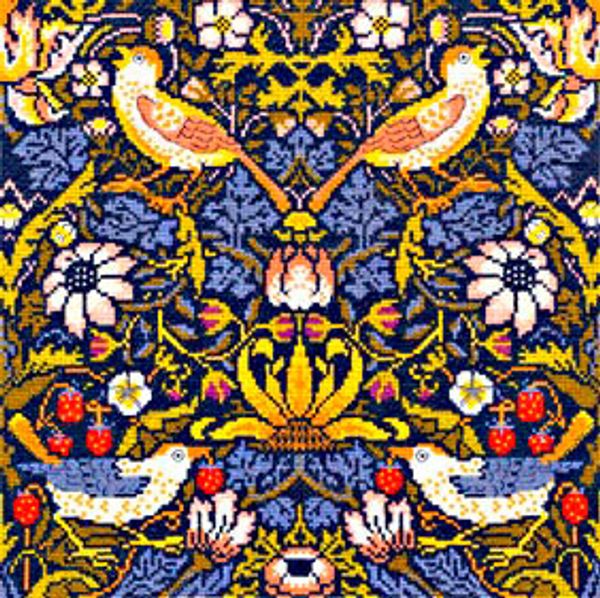 Набор для вышивания нитками Bothy Threads, Strawberry Thief William Morris (Клубника), 31х31 см