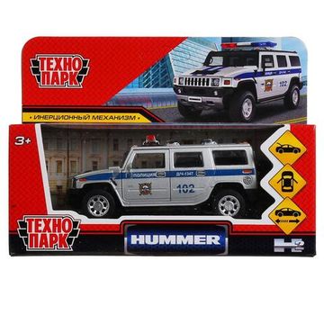 Машина металл HUMMER "hummer H2 полиц"дл12 см,откр дв,баг,инерц,сереб,в кор Технопарк