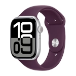 Умные часы Apple Watch Series 10 GPS, 46mm, Silver Aluminium Case with Sport Band S/M, Plum (Серебристый)