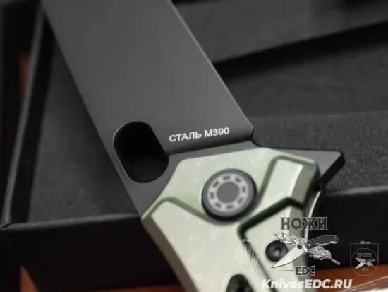 Нож складной НОКС Майор Black сталь M390, зеленый Титан 328-159506