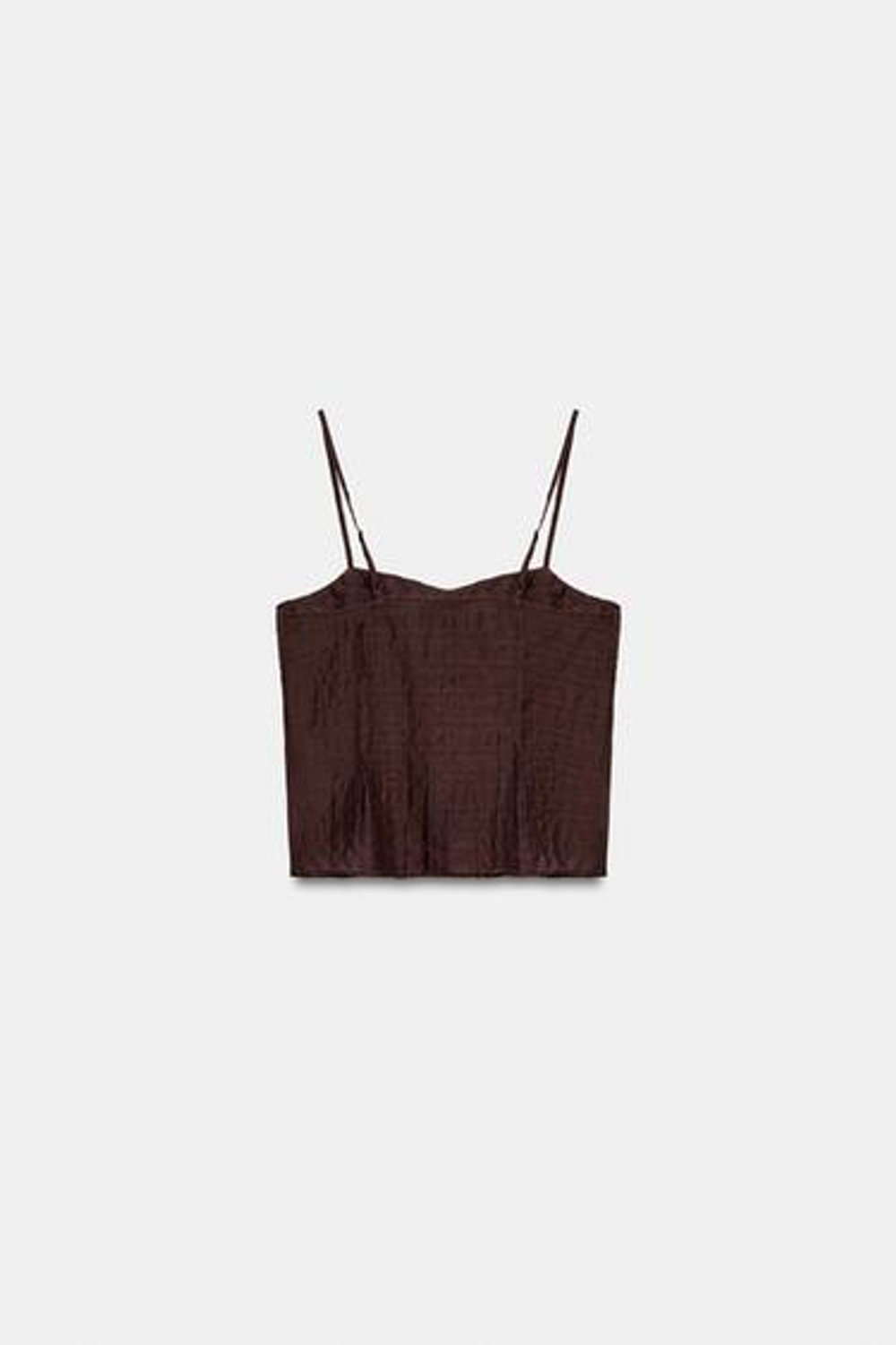 ZARA ТОП НА БРЕТЕЛЯХ С ВЫШИВКОЙ, КОРИЧНЕВЫЙ