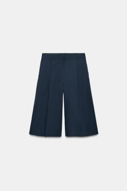 ZARA ПЛИССИРОВАННЫЕ ШОРТЫ — ZW COLLECTION, МОРСКОЙ СИНИЙ