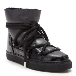 Высокие комбинированные кеды INUIKII Sneaker Gloss Black на меху