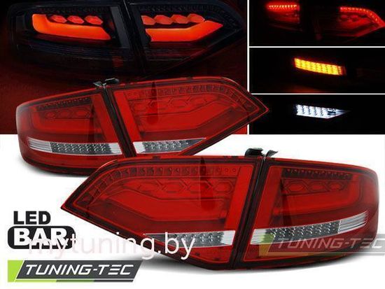 Задние фонари red white led bar для Audi A4 B8