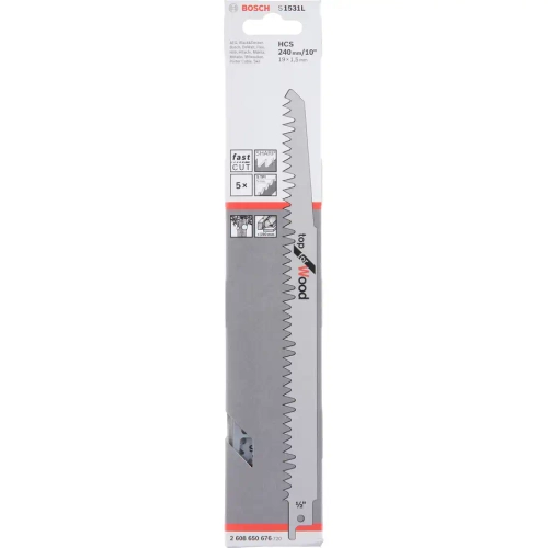 Сабельные пилки по древесине S 1531 L, 5 шт BOSCH 2608650676