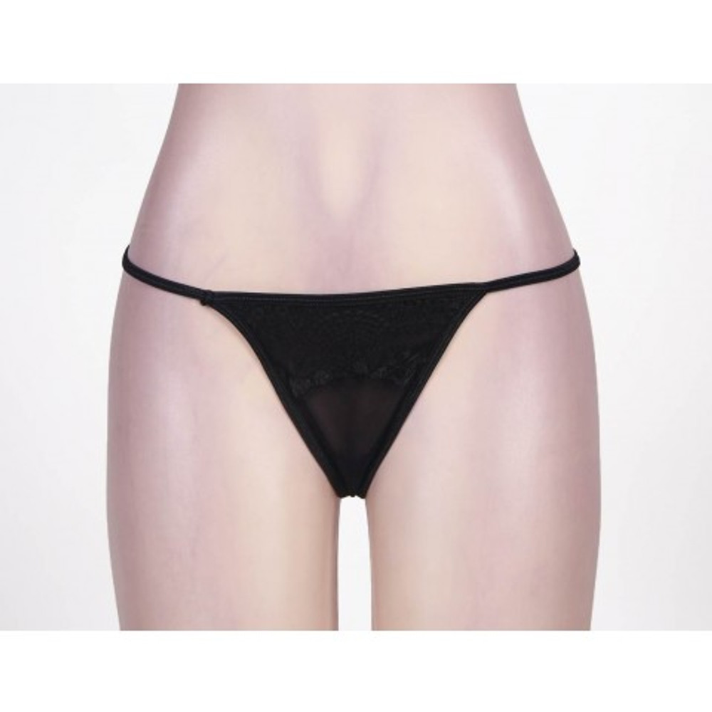 Пояс черный с подвязками + стринги, XL-2XL