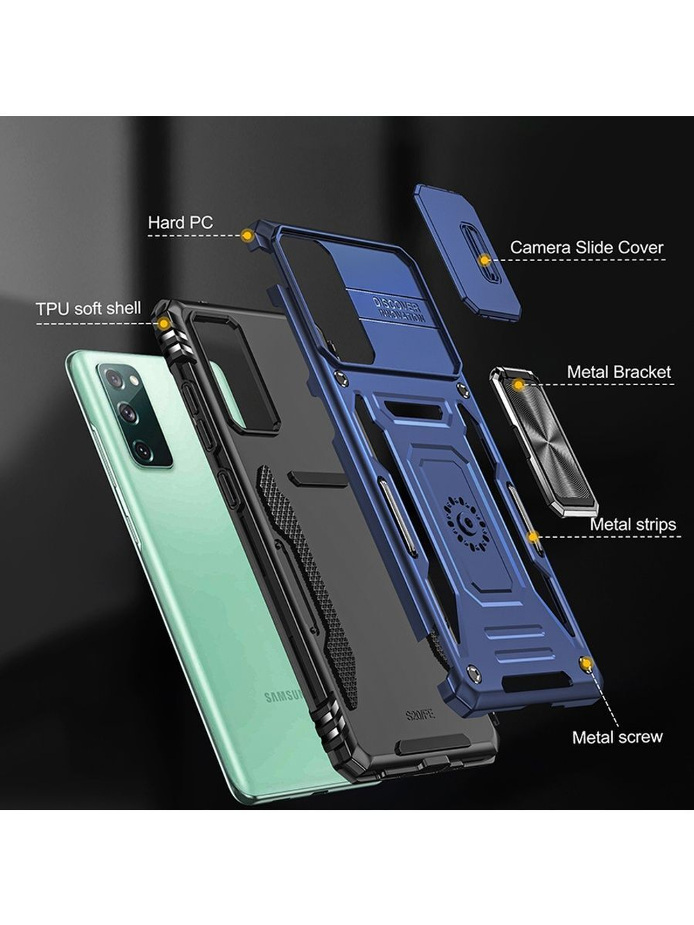 Чехол Safe Case с кольцом и защитой камеры для Samsung Galaxy S20 FE
