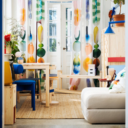 IKEA PS 2026  (ИКЕА ПС 2026)  -  Ткань отрезная - белый/разноцветный крупный узор 150x300 см