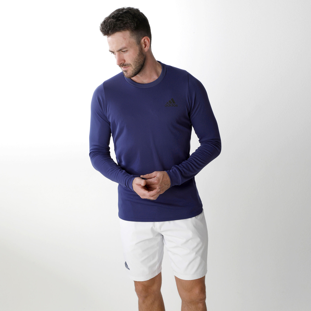Мужское теннисное поло adidas Heat Ready Long Sleeve Men - Dark Blue, Black