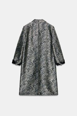 ZARA ЖАККАРДОВОЕ ПАЛЬТО — ZW COLLECTION, СЕРЫЙ