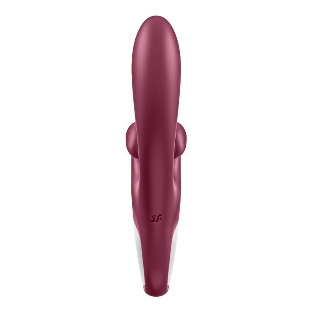 Бордовый вибратор-кролик Touch me - 21,2 см. (Цвет: бордовый)