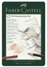 Набор художественный FABER-CASTELL "Pitt Monochrome", 12 предметов, металлическая коробка, 112975
