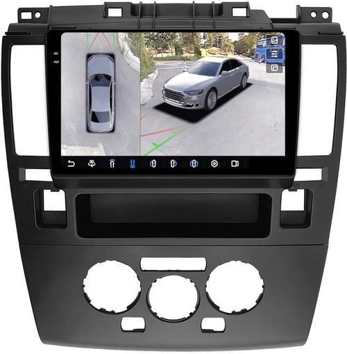 Магнитола для Nissan Tiida C11 2004-2013 (климат с круглым экранчиком, рамка черная) - FarCar BX9-360-1148CLB монитор 9.5" 2K QLED на Android 13, Быстрая, CarPlay, 4G SIM-слот, 4 камеры в комплекте