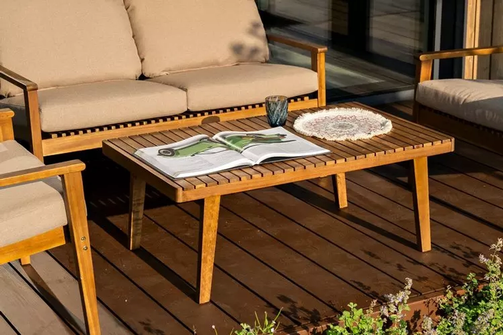 Диван из акации Joygarden МОНА 2-х местный, Natural Teak, бежевый