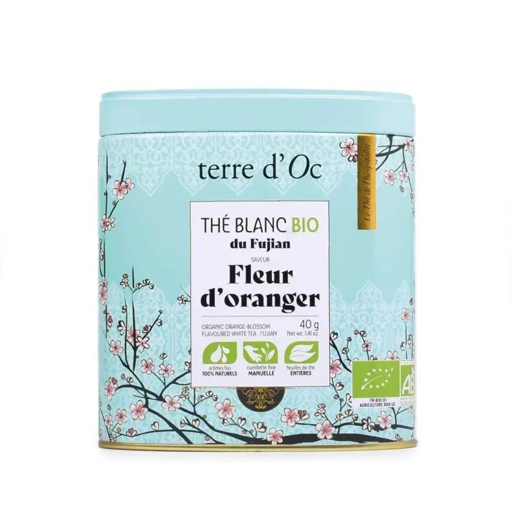 Белый листовой чай Terre d'Oc "Fleur d"oranger" с апельсиновым вкусом 40 г (Франция)