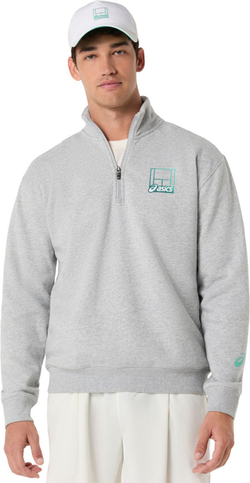 Мужская теннисная толстовка Asics Court Core Graphic Half Zip - heather grey