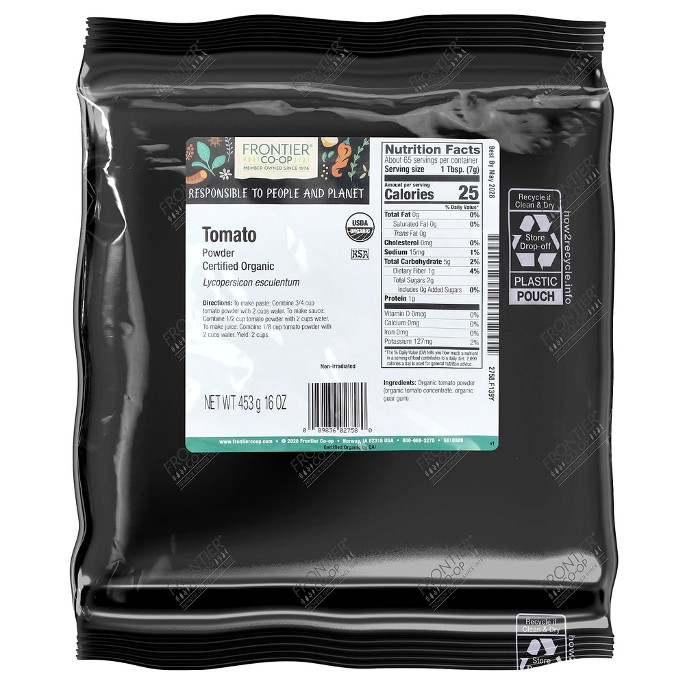 Frontier Co-op, органический томатный порошок, 453 г (16 унций)