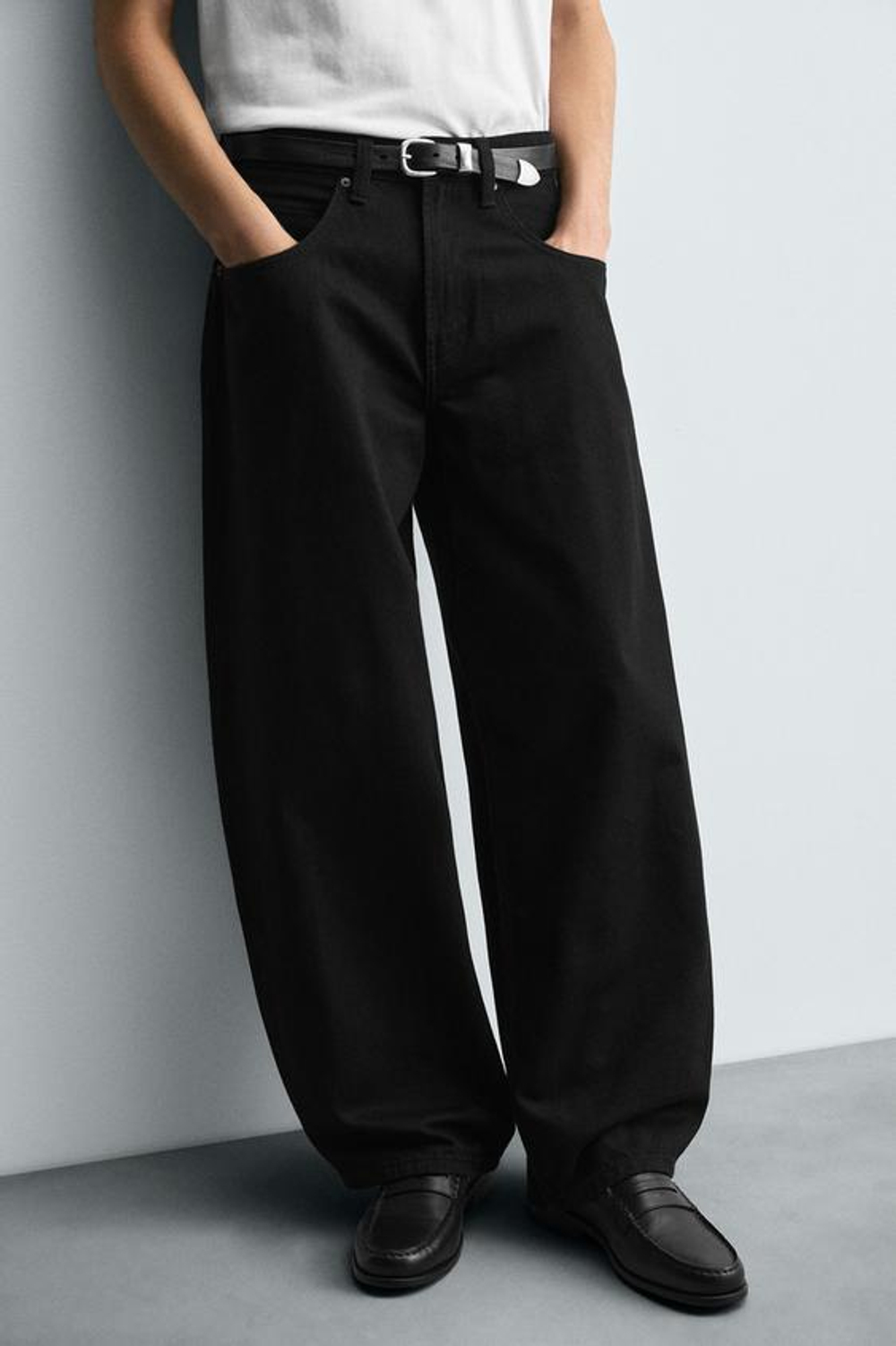ZARA ДЖИНСЫ BALLOON FIT, ЧЕРНЫЙ