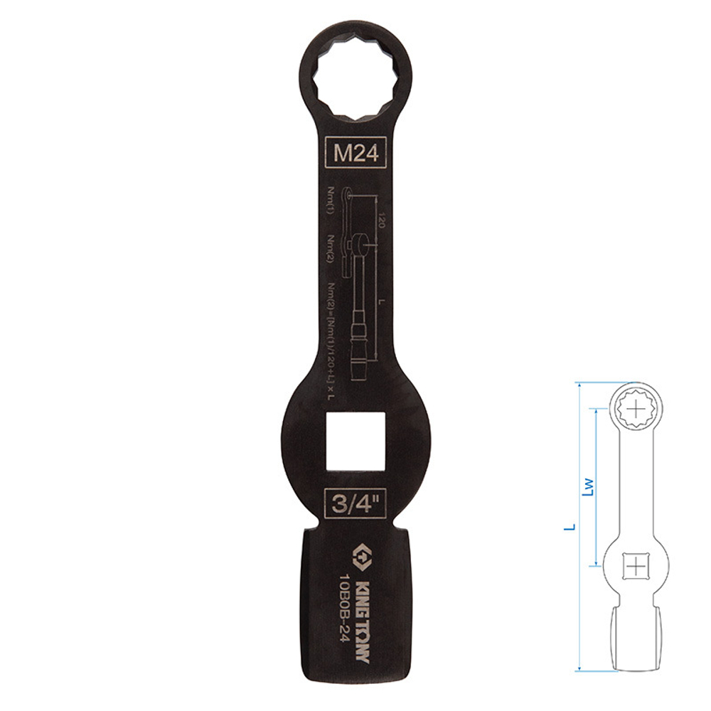 KING TONY (10B0B-24) Ключ для тормозных суппортов грузовых автомобилей M24, 3/4", ударный
