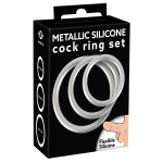 Набор из 3 эрекционных колец под металл Metallic Silicone Cock Ring Set (Цвет: серебристый)