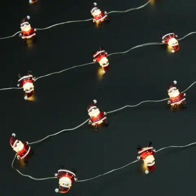 Гирлянда для дома «Дед Мороз» (3,3*2,5см) на батарейках 2,0 м 20 ламп LED, 1 реж., IP-20, Теплый белый (батарейки CR2032)