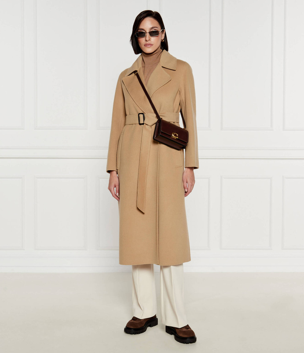 Хлопковое пальто manu Weekend MaxMara - коричневый(250160416)