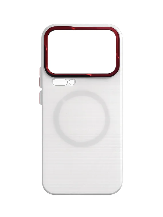 Защитный чехол для Xiaomi 17 Pro Max белый с красной рамкой (White-Red)