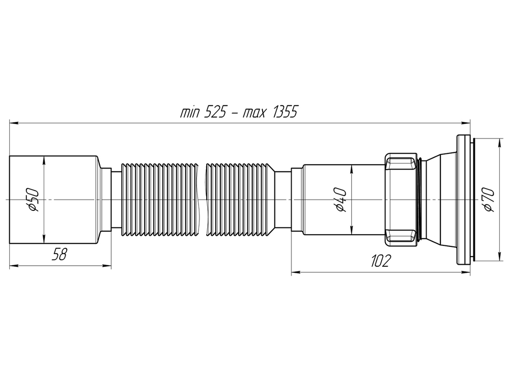 Гофросифон 1 1/2"*50 удлиненный G115 АНИ пласт