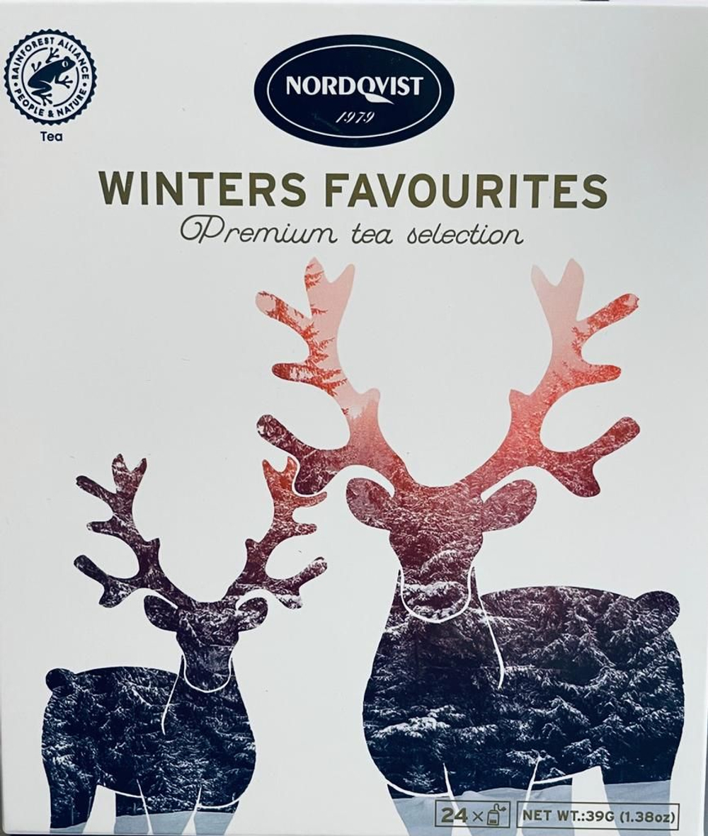 Nordqvist чай ассорти Winters Favourites Рождественские фавориты 24 пакетика 39 г (из Финляндии)