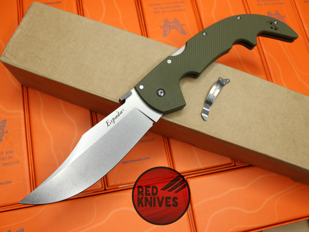 Нож Cold Steel Espada Large - зеленая олива рукоять, клинок стоунвош