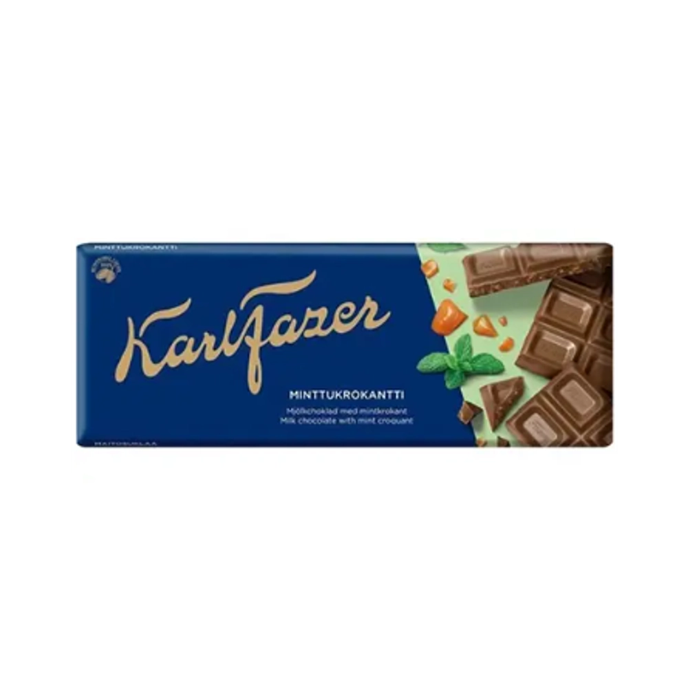 Молочный шоколад Fazer с мятой и карамелью 180 г
