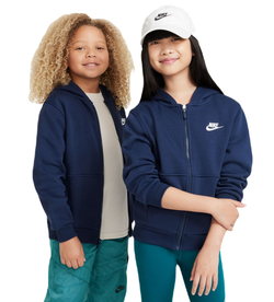 Кофта для девочки теннисная  Nike Club Fleece Full-Zip Hoodie - небесный