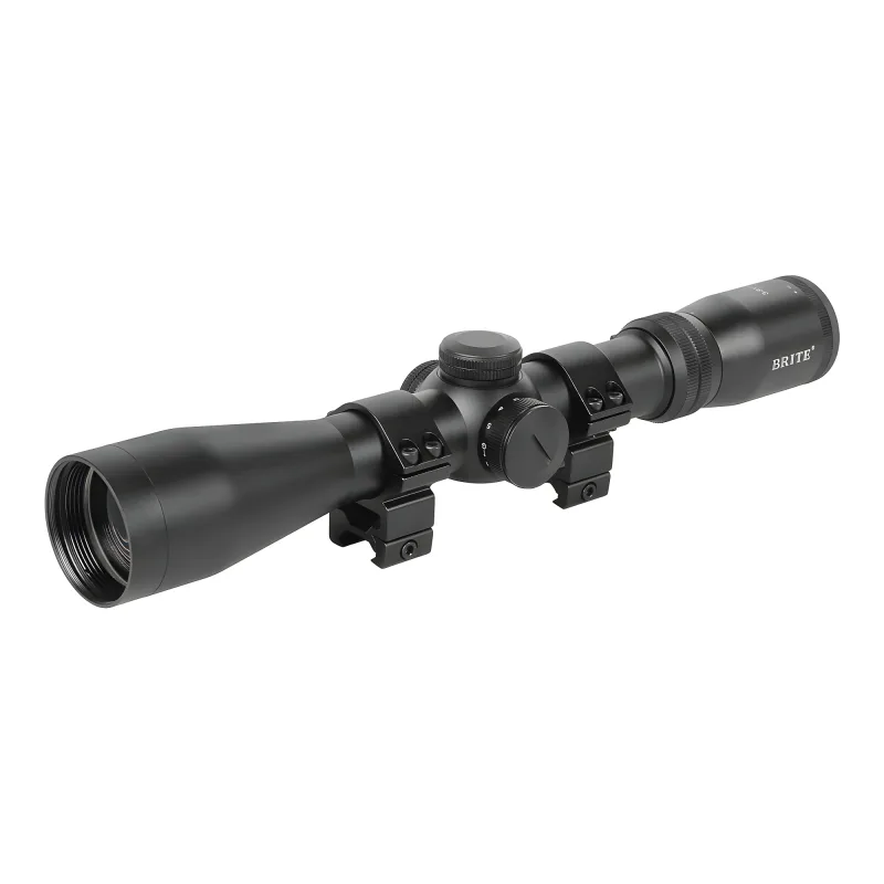 Прицел оптический BRITE WA3X 3-9X42 IR - вид спереди сбоку с крепежными кольцами