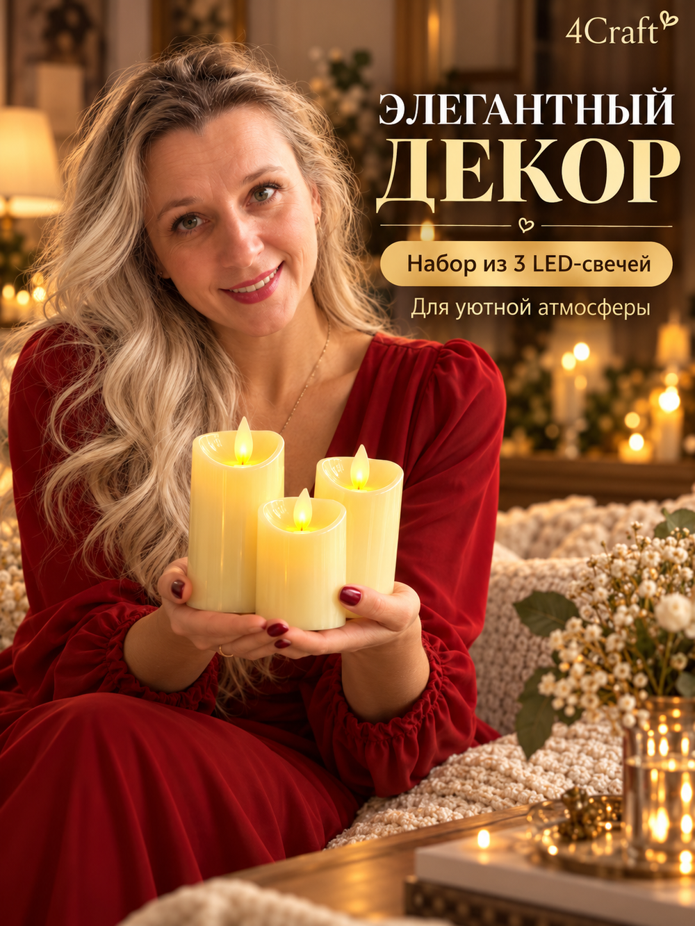 Свечи 5 см с дистанционным управлением (3 шт) Качающийся фитиль.