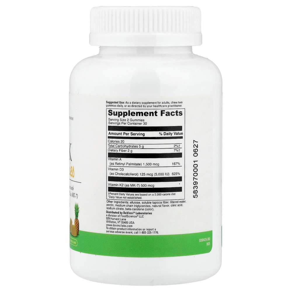 DaVinci Laboratories, ADK, жевательные таблетки, со вкусом ананаса, 60 шт.