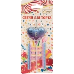 Свечи для торта Цифра Воздушное сердце «6» (свечи 8 см, сердце 5*13 см)