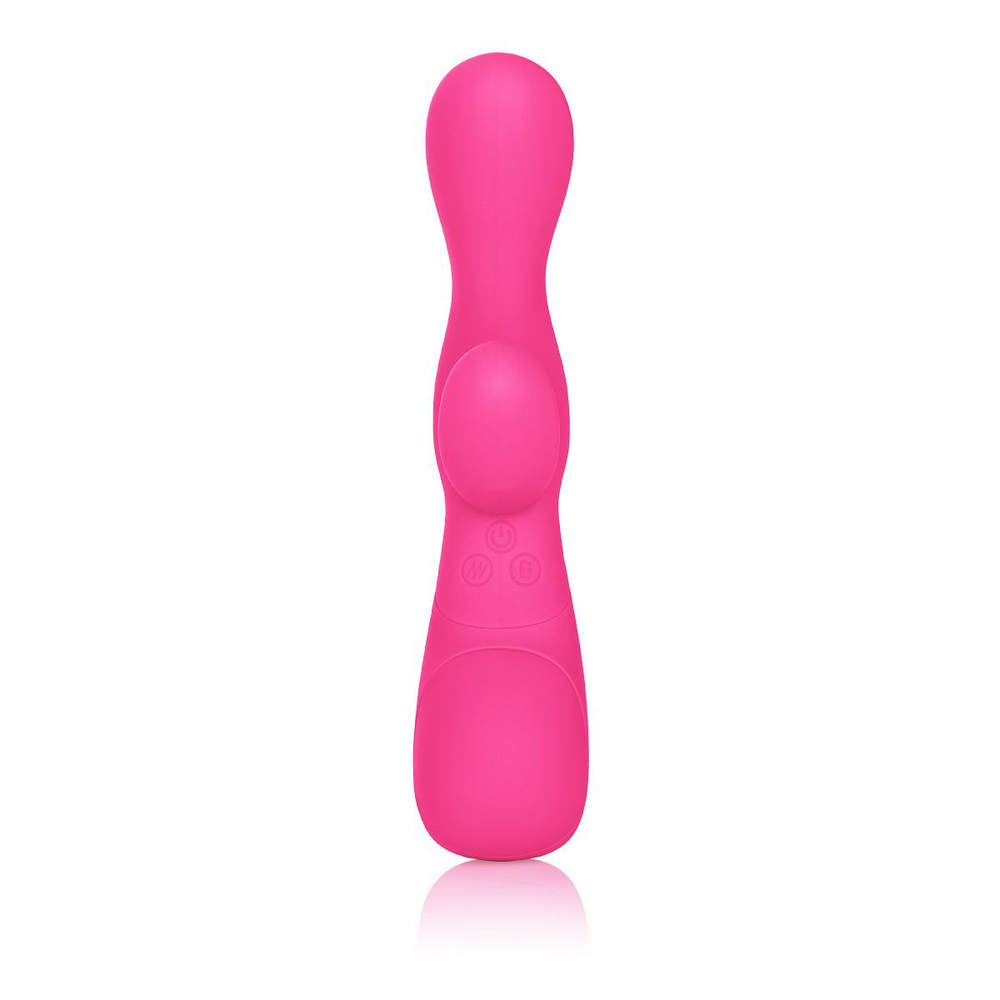 Розовый вибромассажер Impress Tongue со стимуляцией клитора - 18 см. (Цвет: розовый)