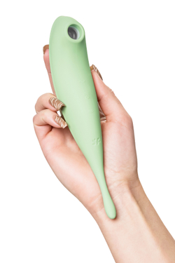 Вакуум-волновой бесконтактный стимулятор клитора Satisfyer Twirling Pro, силикон, зеленый