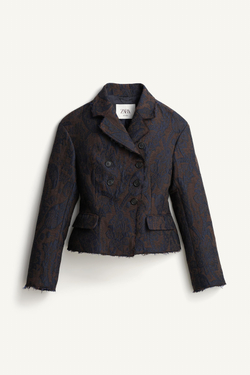 ZARA ПРИТАЛЕННЫЙ БЛЕЙЗЕР - LIMITED EDITION, КОРИЧНЕВО-СИНИЙ