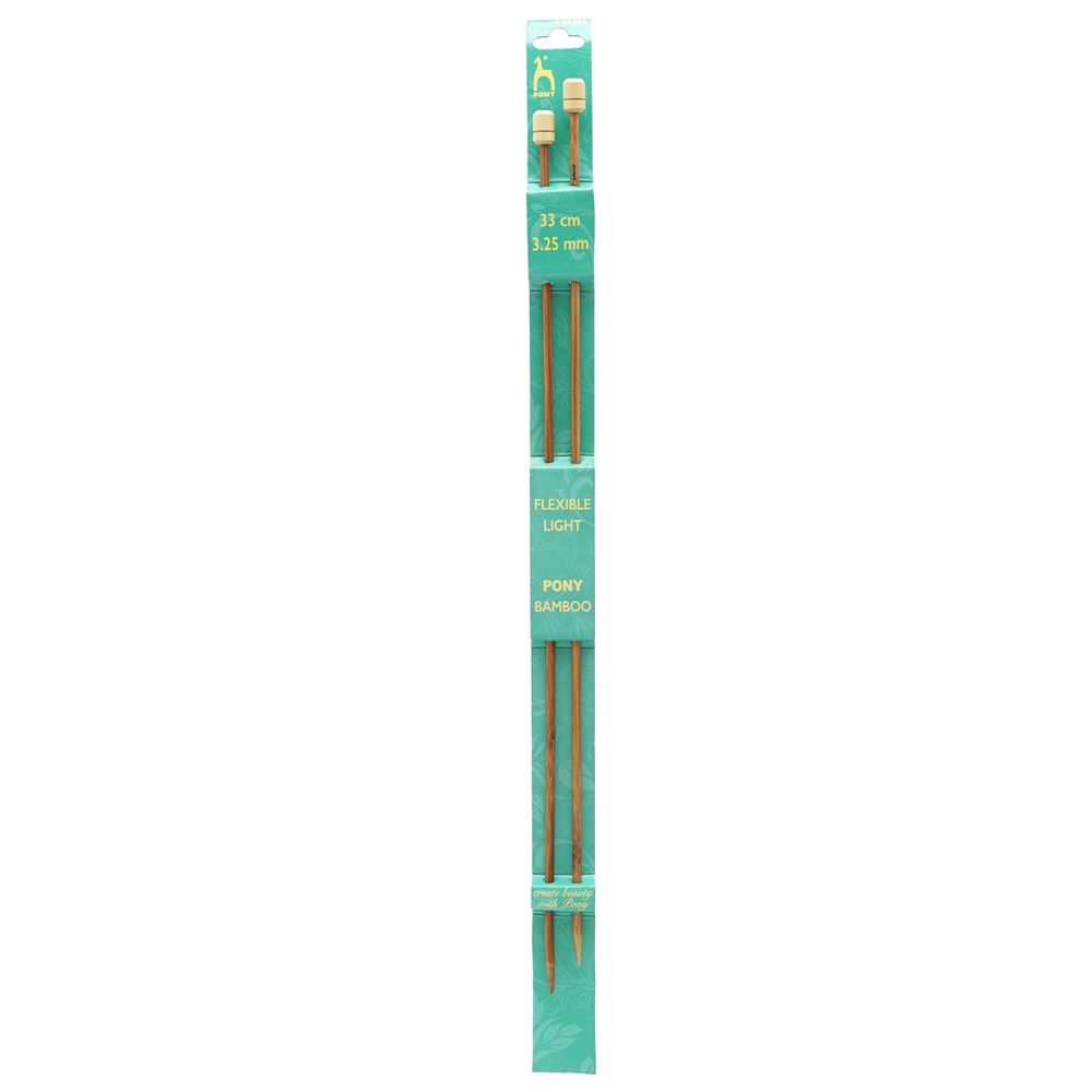 Спицы прямые Pony Bamboo ⌀3.25 мм, 33 см, бамбук, 2 шт, 66806