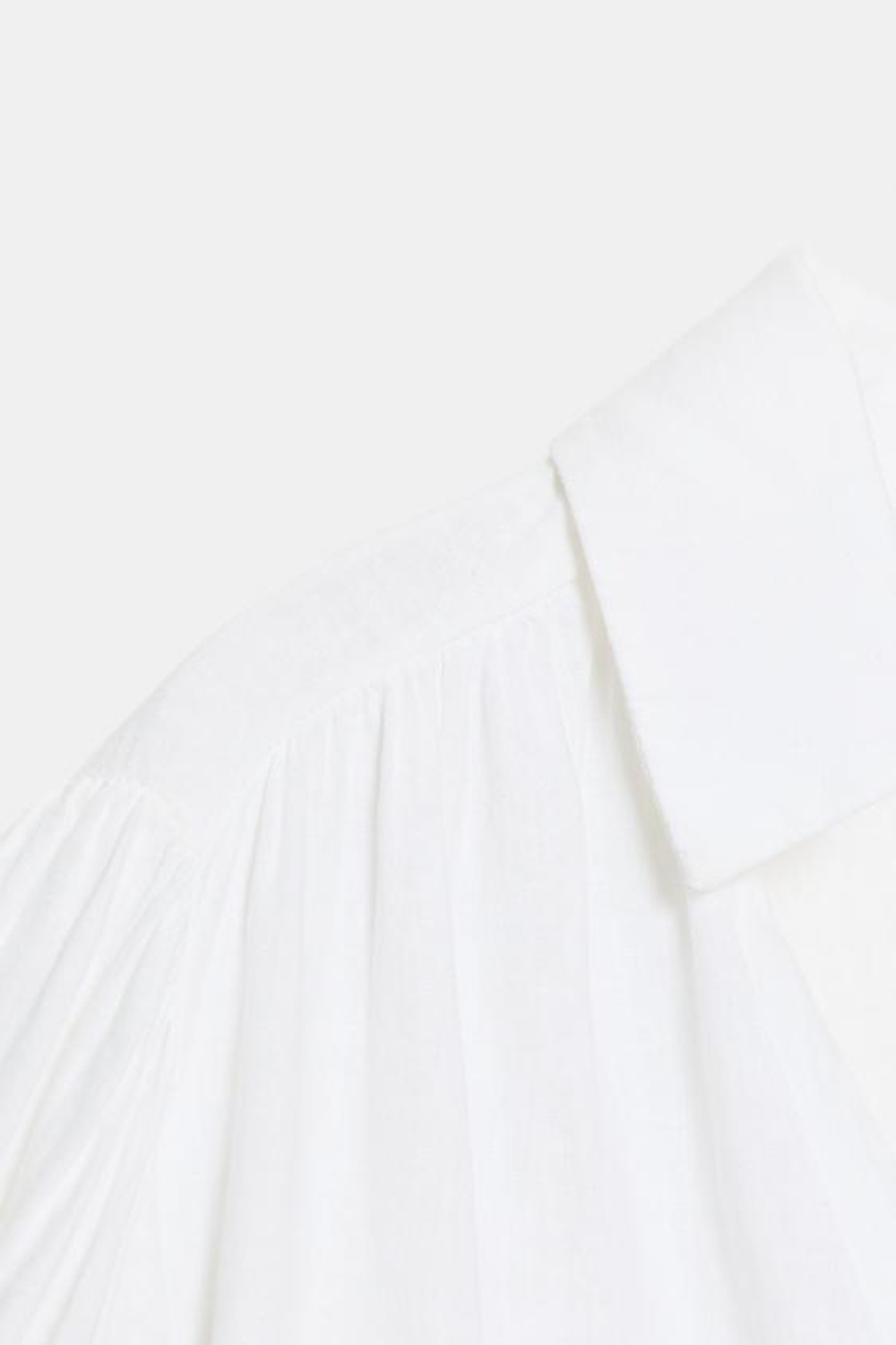 ZARA РУБАШКА ИЗ СМЕСОВОГО ЛЬНА С ОБЪЕМНЫМИ РУКАВАМИ, БЕЛЫЙ