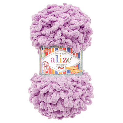 Пряжа Alize (Ализе) Puffy Fine / уп.5 мот. по 100 г, 14м, 166 лавандовый