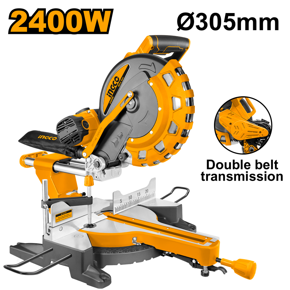 Торцовочная пила с протяжкой INGCO BM2S24007 INDUSTRIAL 305 мм 2,4 кВт Торцовочная пила с протяжкой INGCO BM2S24007 INDUSTRIAL 305 мм 2,4 кВт