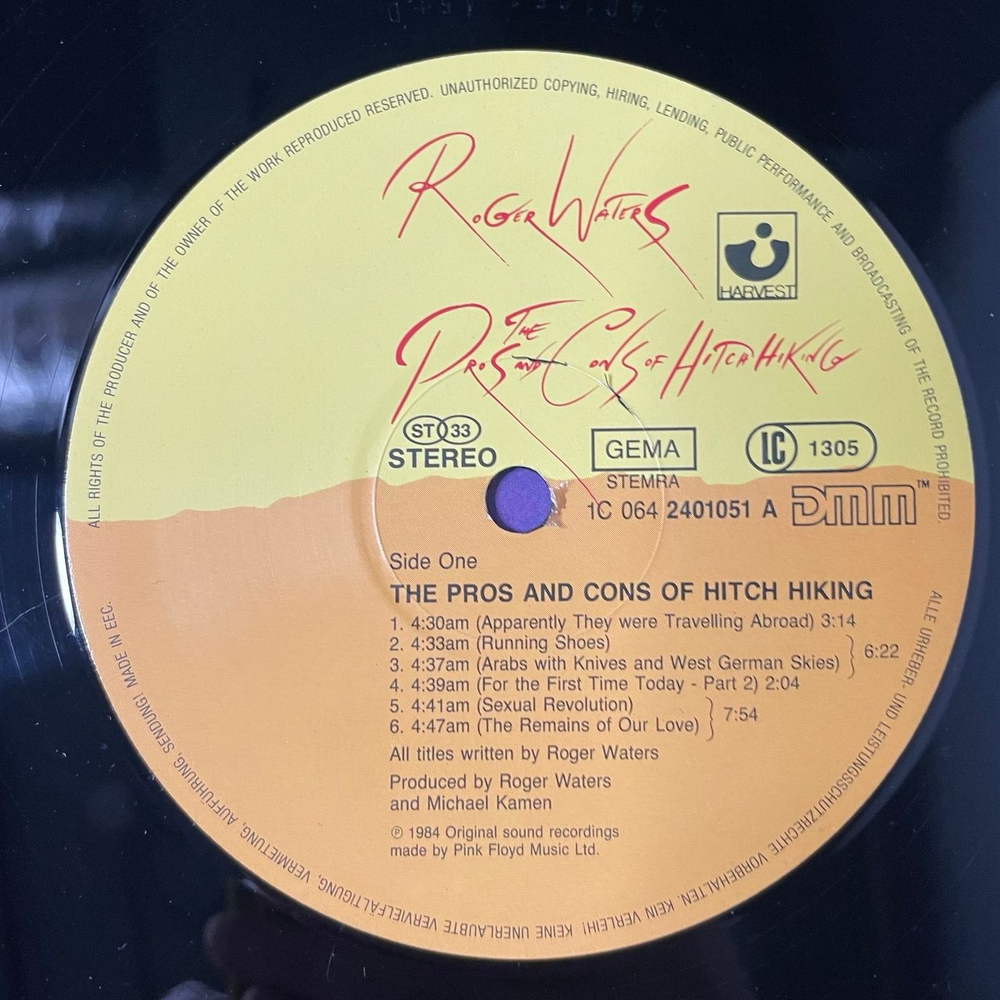 Винтажная виниловая пластинка LP Roger Waters The Pros And Cons Of Hitch Hiking (Англия 1984)