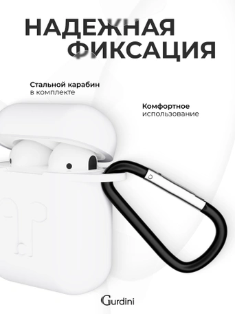 Чехол для Airpods 1/2 Gurdini прорезиненный soft touch Белый