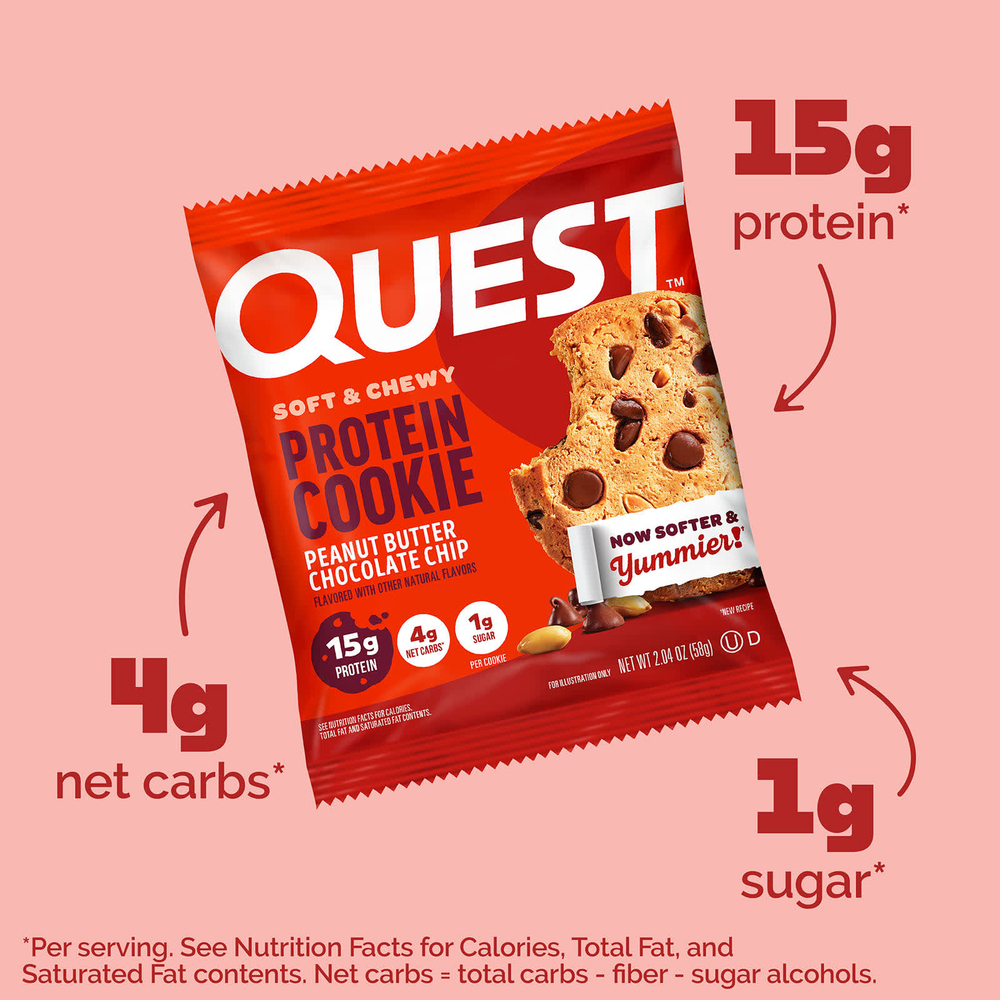 Quest Nutrition, Protein Cookie, арахисовая паста с шоколадной крошкой, 12 печений, 58 г (2,04 унции)