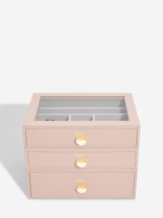 Органайзер для украшений и часов со стеклянной крышкой Stackers Classic Jewellery Box, 3 секции - White Pebble