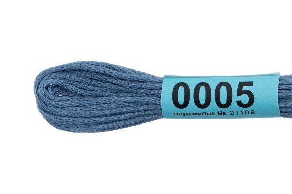 Мулине Gamma 100% хлопок, цв.0005 св.синий, 24 мотка по 8 метров